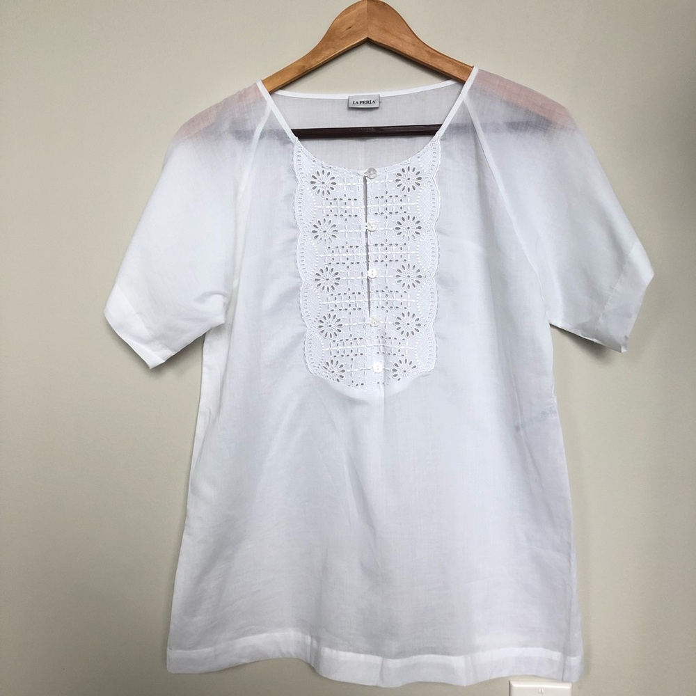 La perla white lace t shirt loungewear